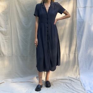 Vintage 90s 80s Navy Shirt Dress